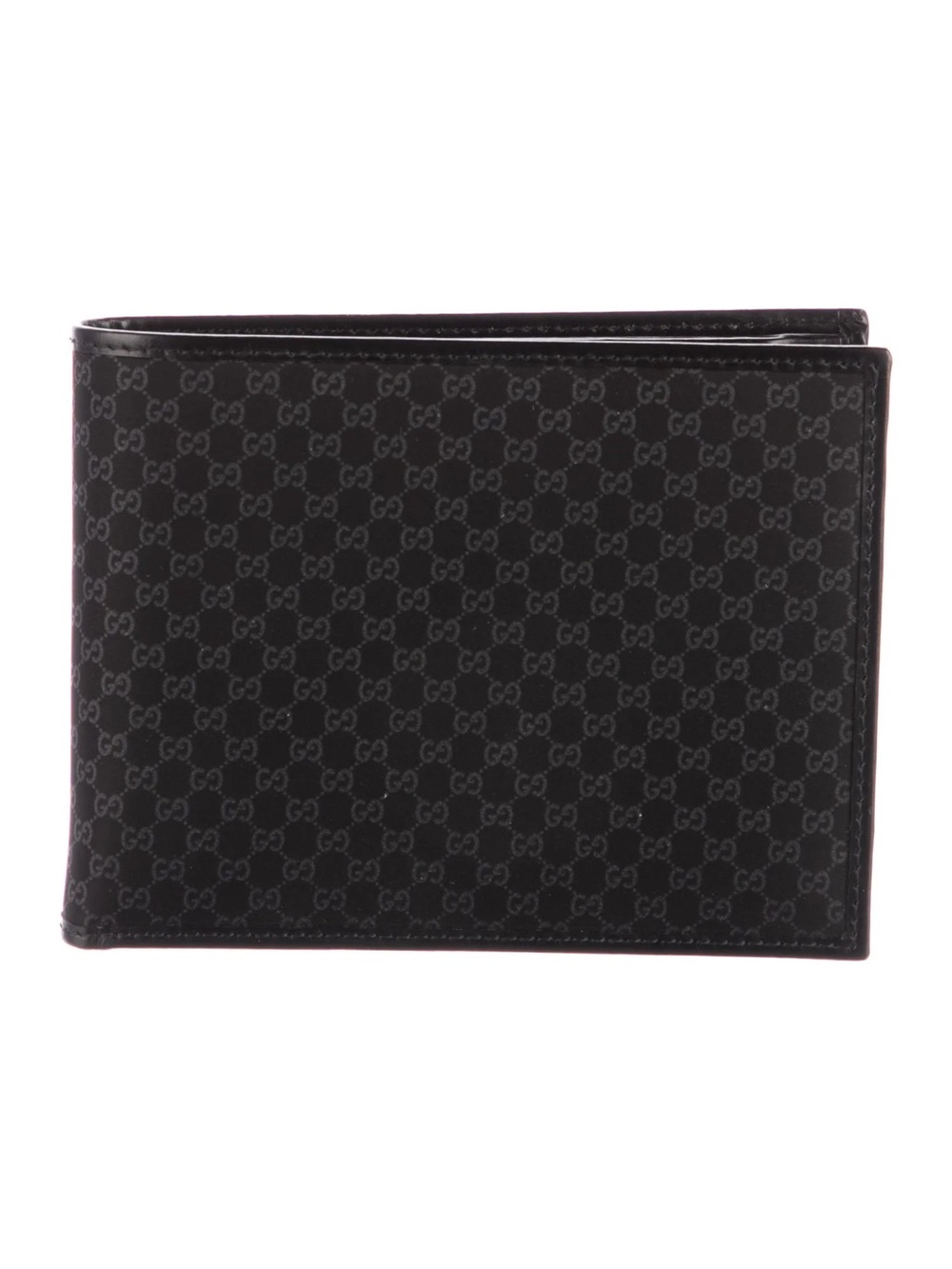 Gucci Black Micro GG Signature Logo Monogram Bifold Wallet Bi-Fold Card Holder